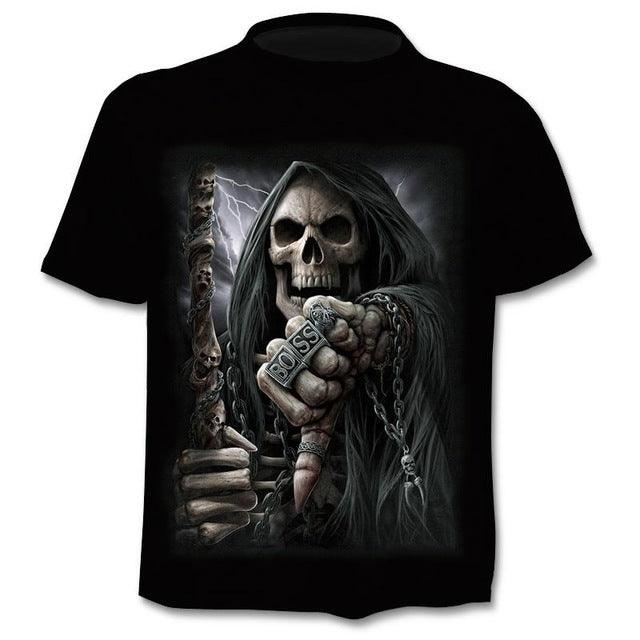 T-shirt Men Punk Style Top Tees Skull Gothic - Super Amazing Store