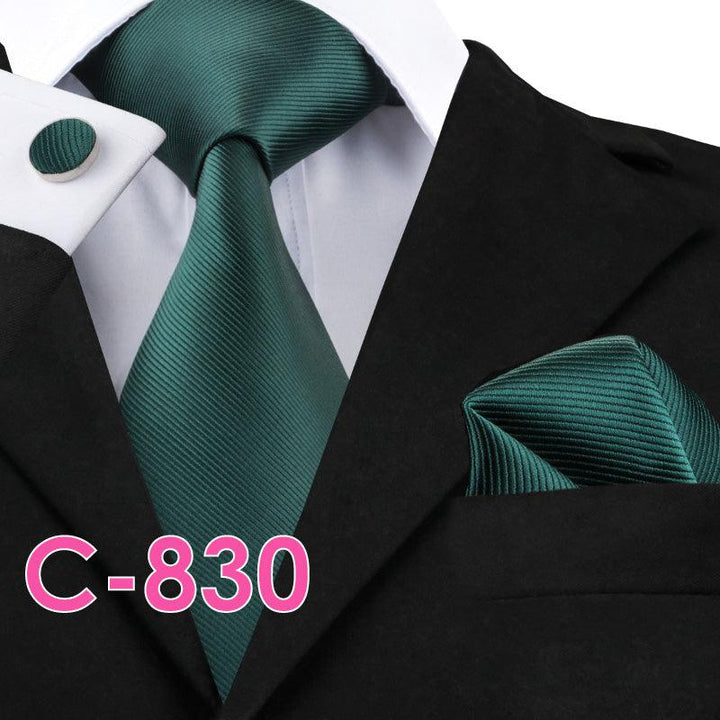 Solid Silk Mens Ties Neck Tie Set For Men Suits Tie Handker - Super Amazing Store