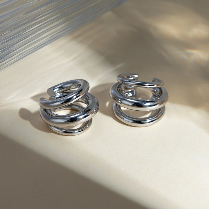 Stainless Steel Layered Cuff Earrings Trendsi