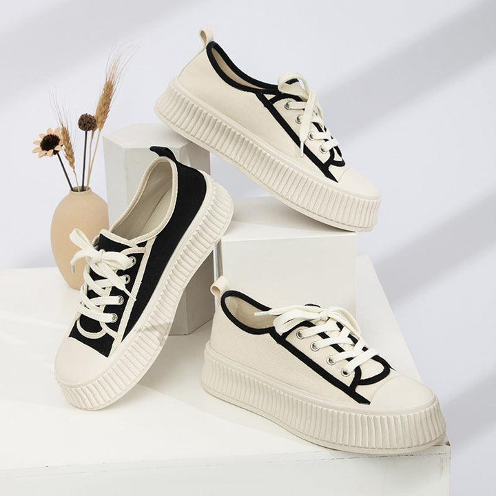 Plus Sizes Extra Large Women's Shoes Platform Black And White Biscuit Shape Shoes Canvas Shoes Women's Board Shoes - Super Amazing Store