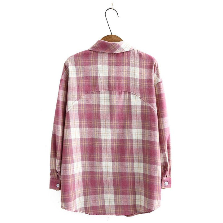 Brushed Plaid Long-sleeved Bottoming Shirt - Super Amazing Store