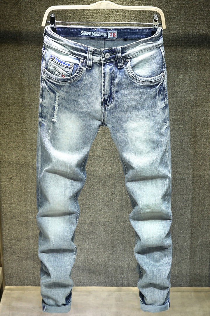 Light Blue Ripped Jeans For Men-Super Amazing Store