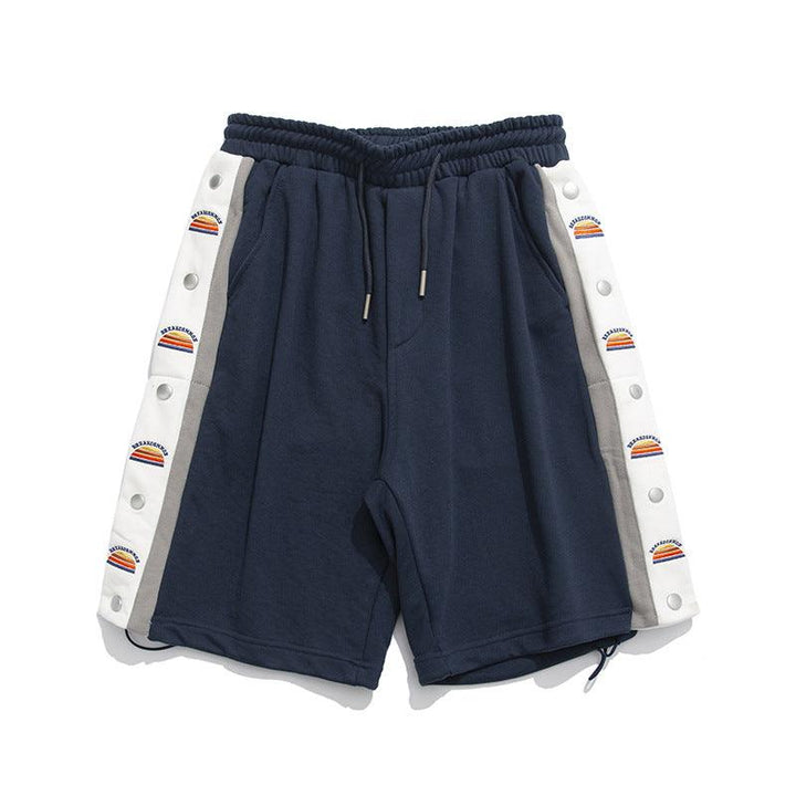 Colorblock Side-breasted Embroidery Casual Five-point Shorts Men - Super Amazing Store