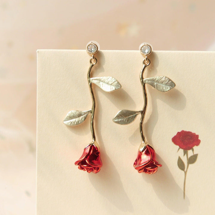 The Little Prince's Rose Girl Heart Stud Earrings - Super Amazing Store