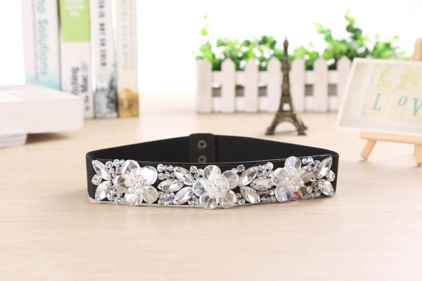 Rhinestone Crystal Waist Women Womens Elastic Belts - Super Amazing Store