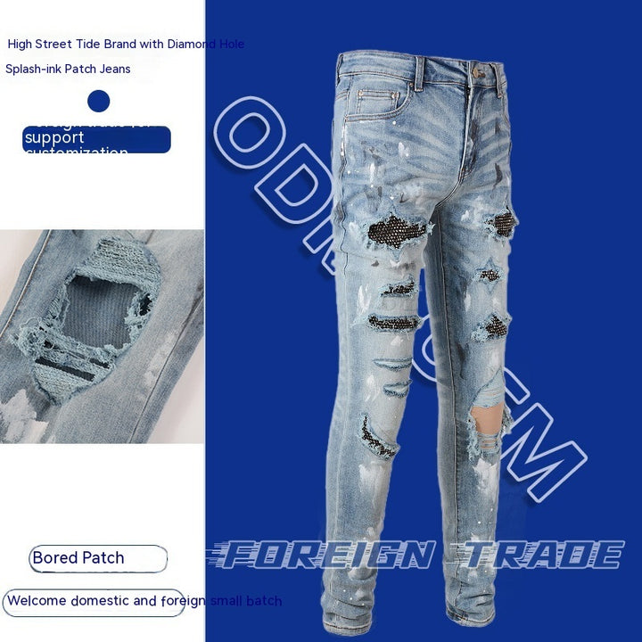 Diamond Patch Stretch Retro Jeans Q2