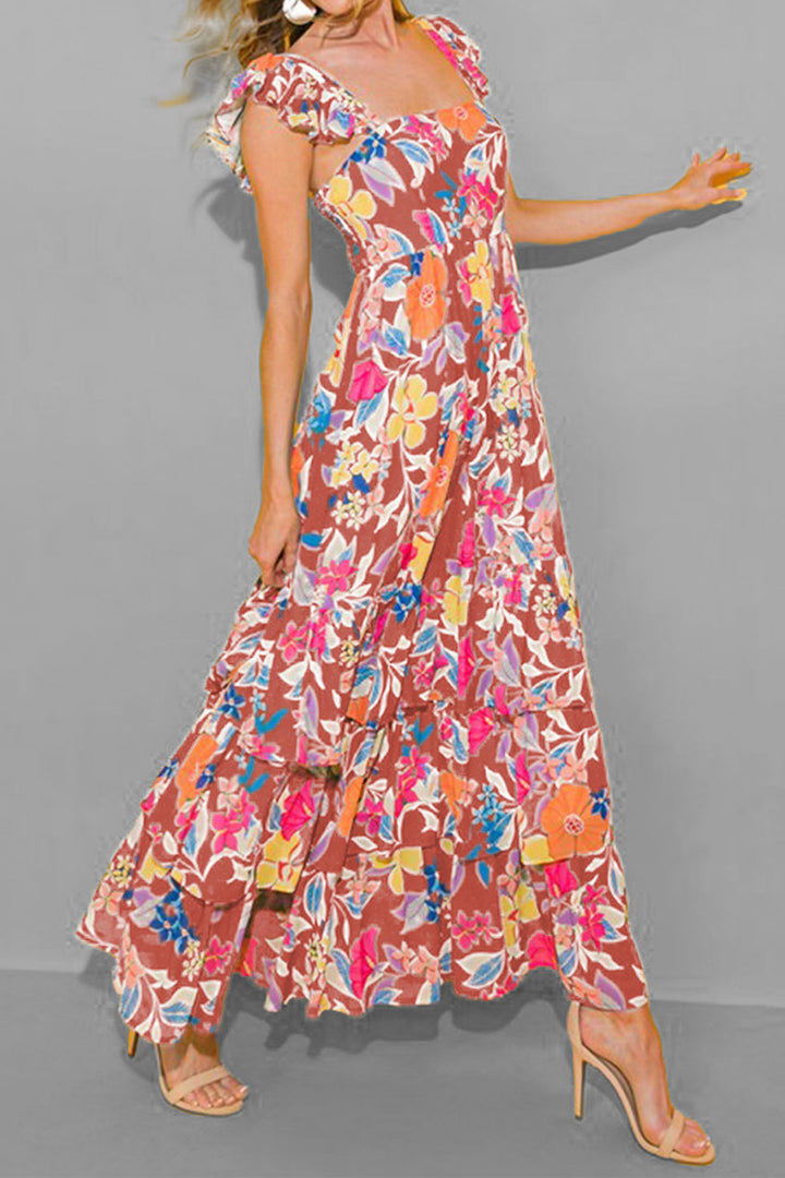 Tiered Ruffled Printed Sleeveless Dress Trendsi