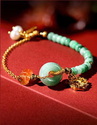 S925 Sterling Silver Bracelet Women 18K Gold Chain Jade Jewelry - Super Amazing Store