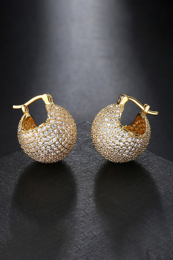 Inlaid Cubic Zirconia Brass Earrings Trendsi