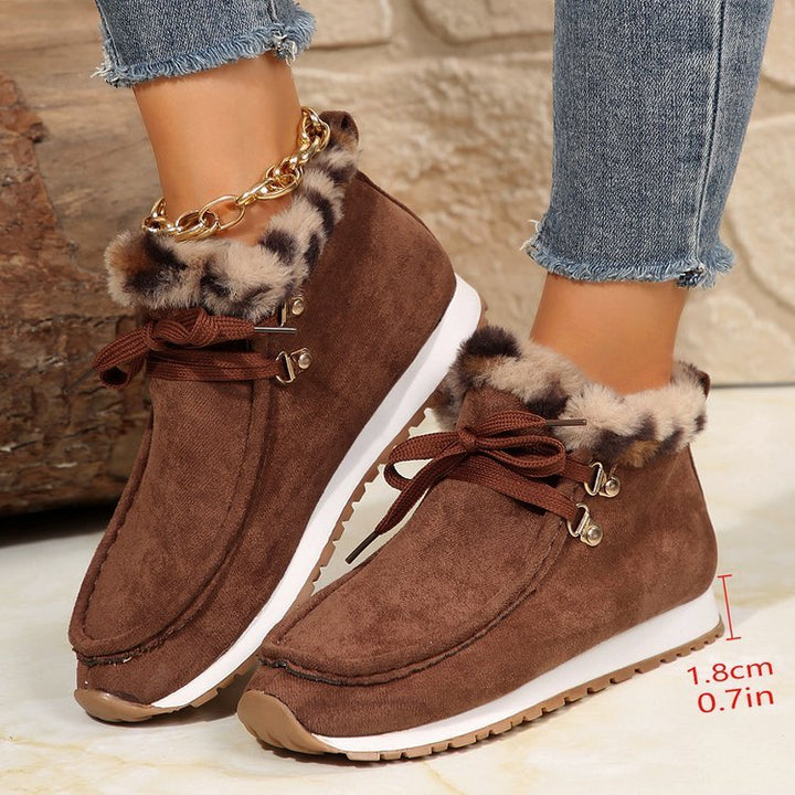 Winter Lace-up Snow Boots Casual Warm Plush Flat Shoes Women's Fleece Ankle Boot Super Amazing Store