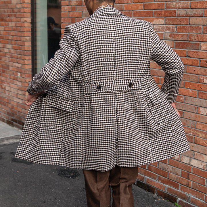 Double Breasted Thick Houndstooth Coat Vintage Q2