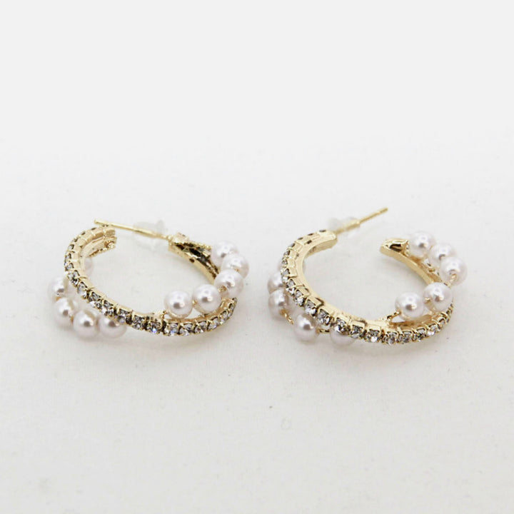 Alloy Pearl Hoop Earrings Trendsi