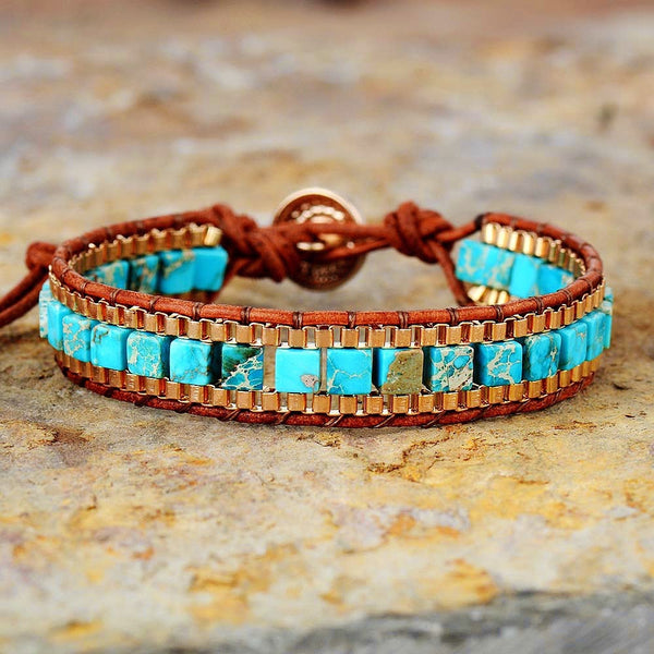 Fashion Imperial Stone Hand-woven Leather Bracelet Q2