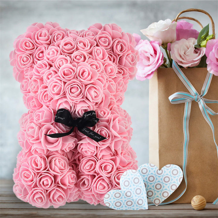 Rose Bear Eternal Flower Rose Teddy Bear PE Foam Bear 25cm