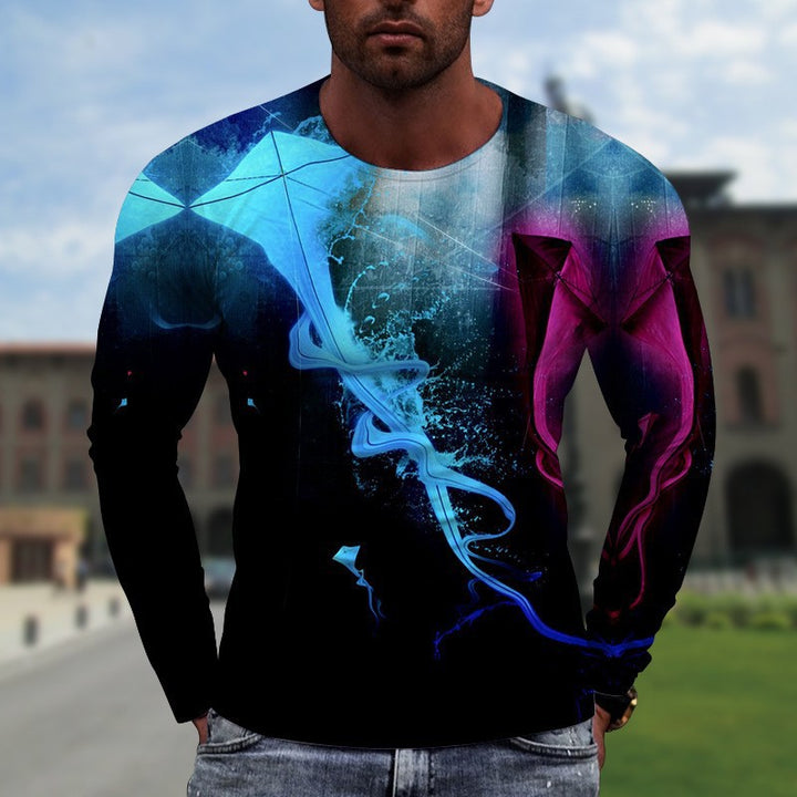 3D Digital Printing Colorful Men's Long Sleeve Round Neck T-shirt Super Amazing Store