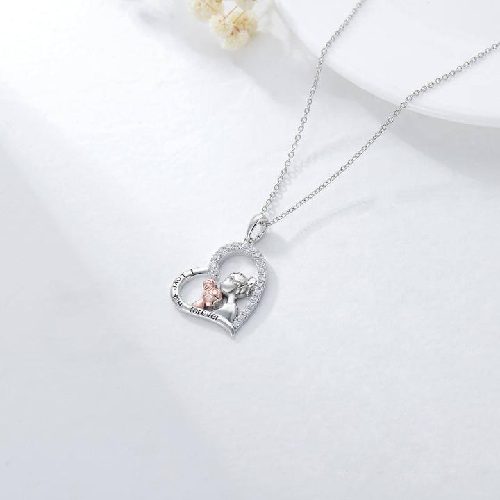 Mom Daughter Necklace 925 Sterling Silver Heart Pendant Necklace Mom and Daughter Jewelry Gifts - Super Amazing Store