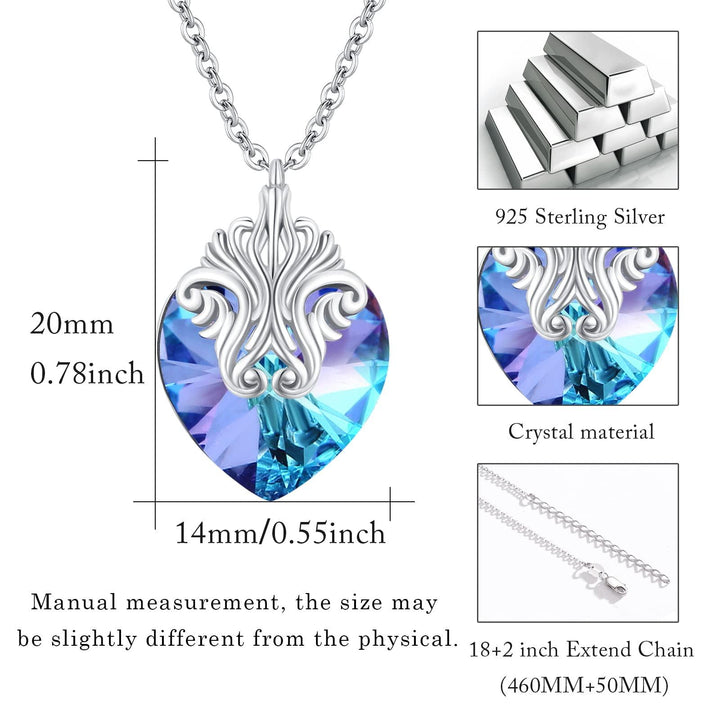 925 Sterling Silver Vintage Pattern Necklace Heart Crystal Necklace - Super Amazing Store