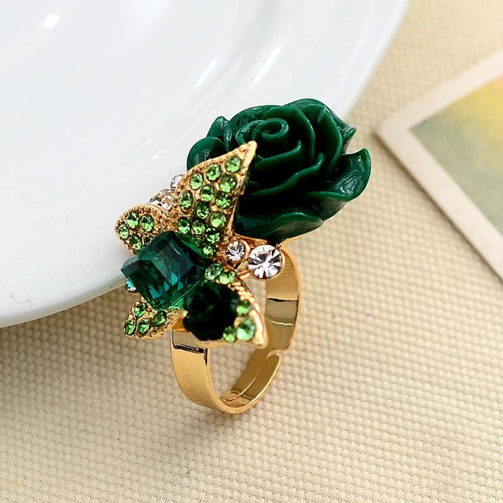 Full Diamond Crystal Rose Flower Ring - Super Amazing Store