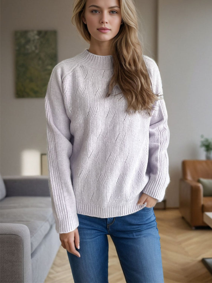 Mock Neck Long Sleeve Sweater Trendsi