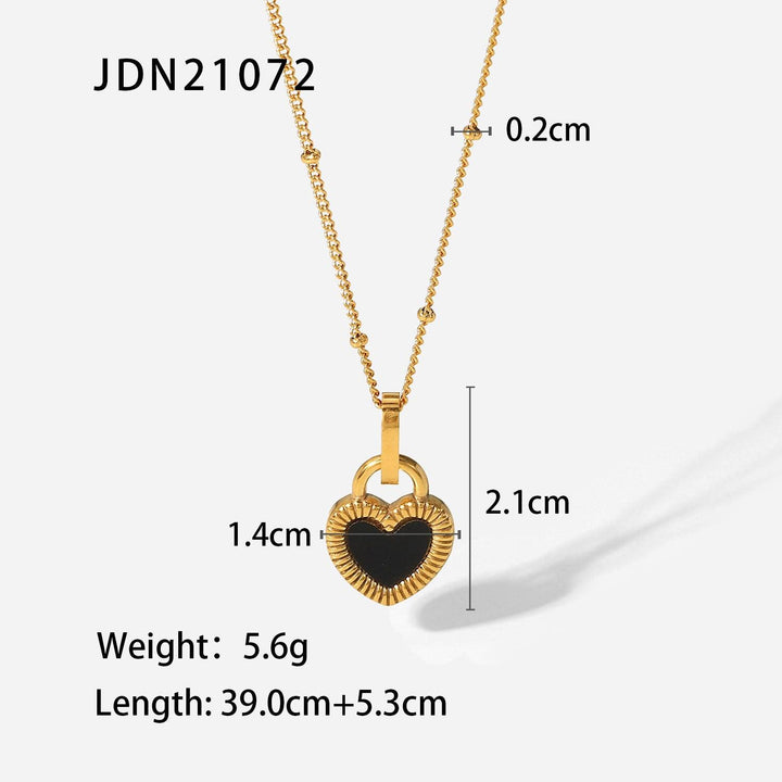 New Titanium Steel 18K Gold Double-sided Love Heart-shaped Small Lock Pendant Necklace - Super Amazing Store