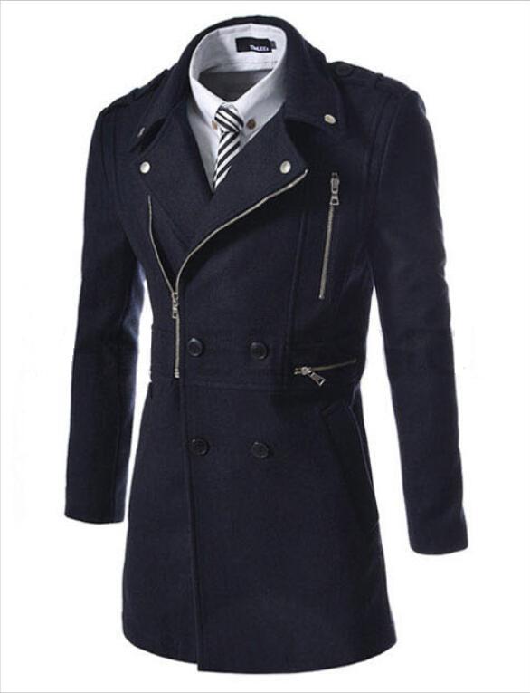 Fashion Multi Zipper Fitted Trench Coat Q2