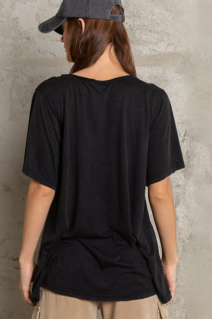 POL V-Neck Short Sleeve T-Shirt Trendsi