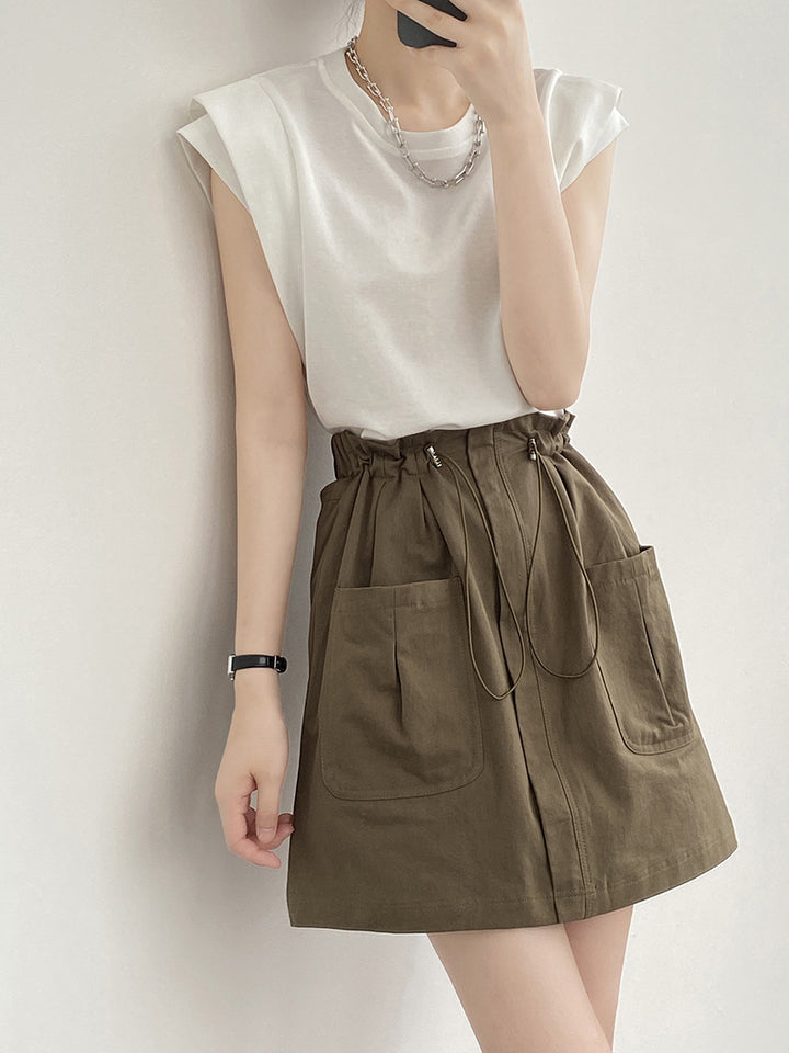 Drawstring Elastic Waist Skirt Large Workwear With Pocket Skirt - Super Amazing Store