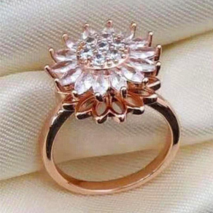 Rotating SUNFLOWER Full Diamond Sunflower Ring - Super Amazing Store