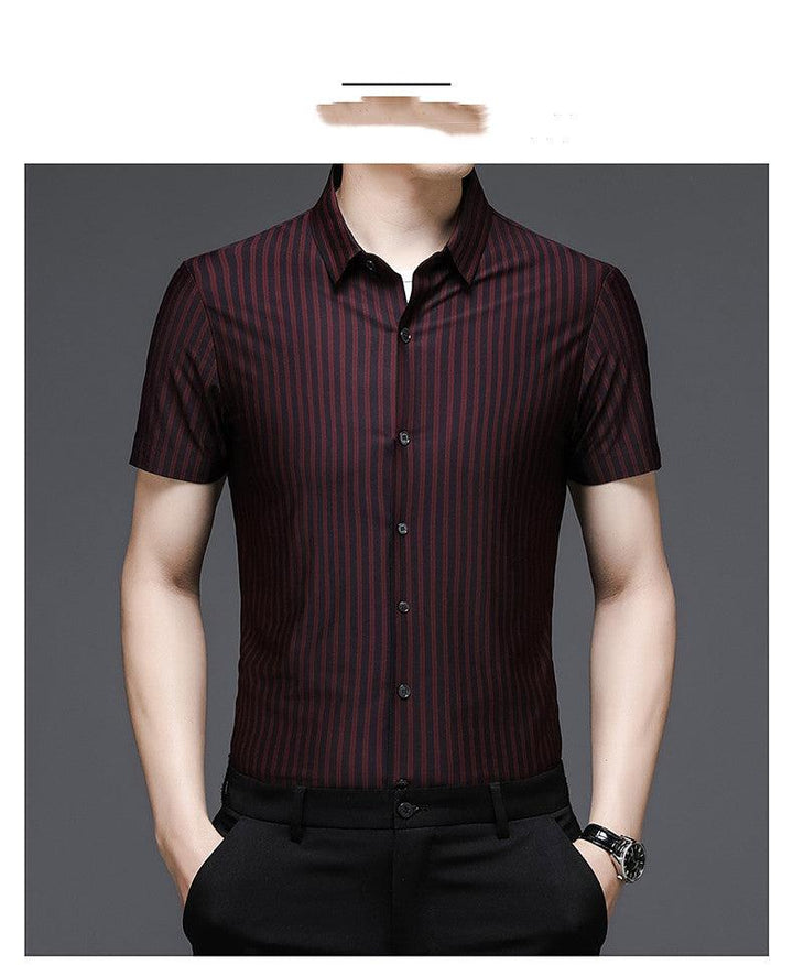 Woodpecker Silk Shirt Men''s Short Sleeve Middle-aged - Super Amazing Store