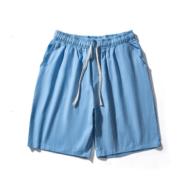 Cotton Line Shorts Men Summer Elastic Waist - Super Amazing Store