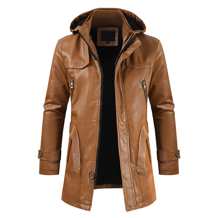 Leather jacket hooded slim coat-Super Amazing Store