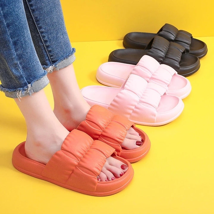 Women Home Shoes Bathroom Slippers Soft Sole Slides Summer Beach Shoes Q2