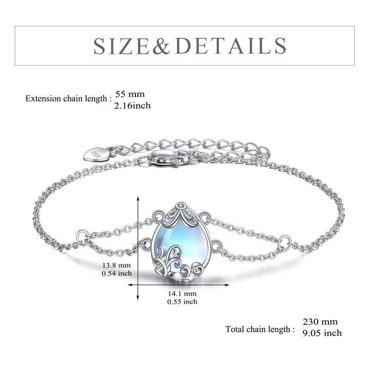 Sterling Silver Adjustable Moonstone Bracelets Moonstone Jewelry for Women Gift - Super Amazing Store