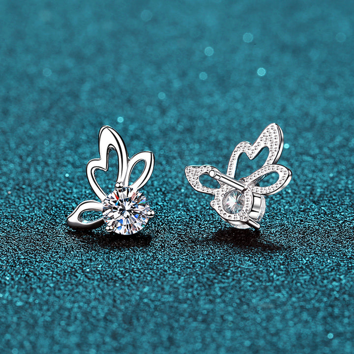 1 Carat Moissanite Butterfly Shape Earrings Trendsi