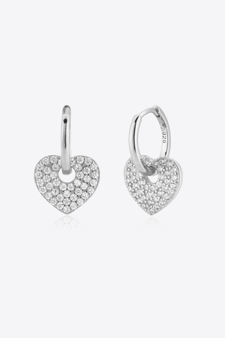 Zircon Heart Drop Huggie Earrings Trendsi