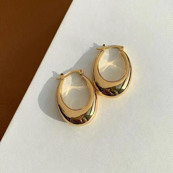 U-shaped Teardrop Earrings With Au750 Coloured Gold Studs - Super Amazing Store