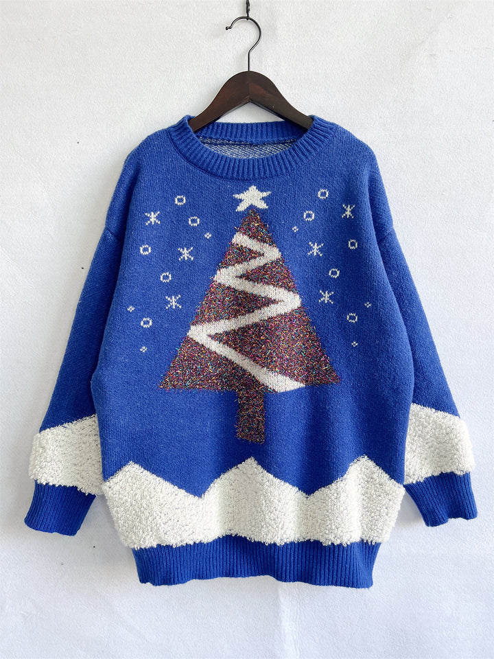 Christmas Tree Graphic Dropped Shoulder Sweater Trendsi