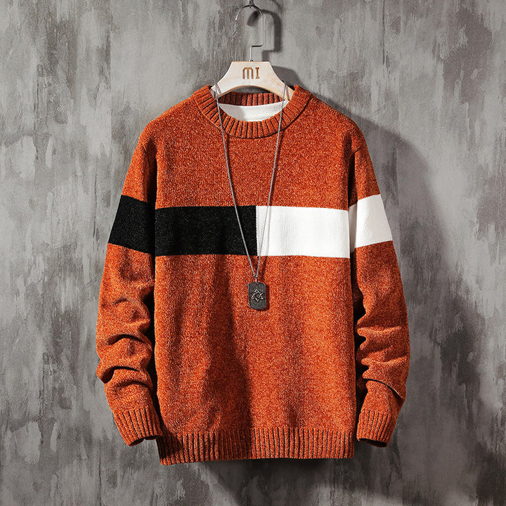 Loose-colored pullover handsome sweater - Super Amazing Store