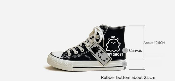 Black Graffiti Casual Canvas Shoes For Students - Super Amazing Store