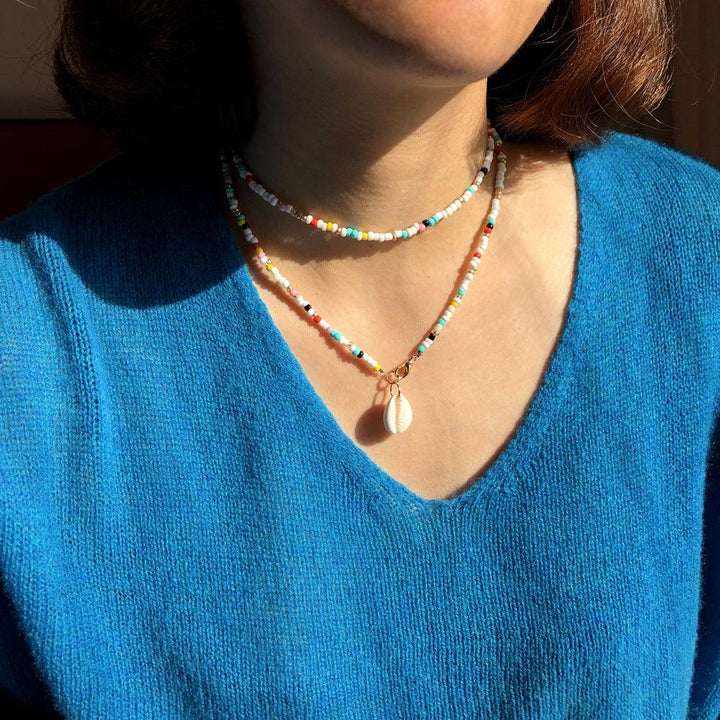 Beaded Double-layer Shell Color Bead Necklace - Super Amazing Store