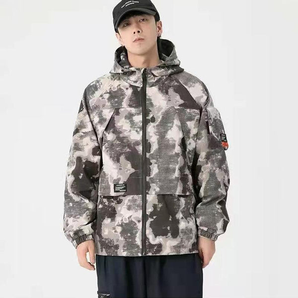 Large Size Hooded Youth Gray Multi-pocket Tooling Jacket Men - Super Amazing Store