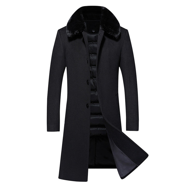 Middle-aged And Elderly Men's Long Down Jacket Woolen Coat Q2