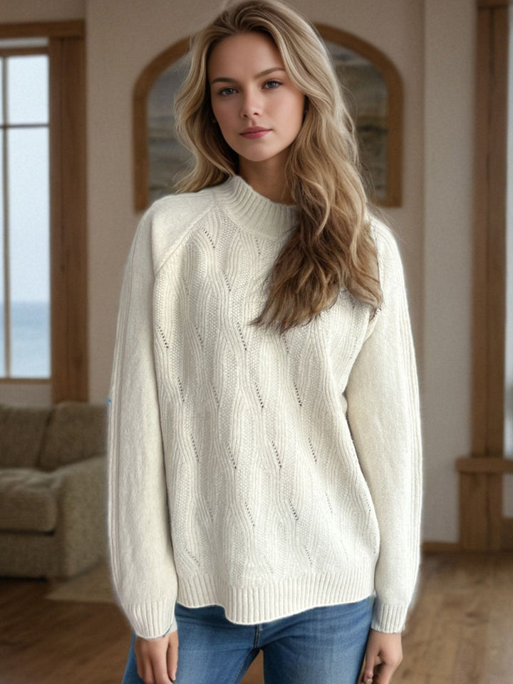 Mock Neck Long Sleeve Sweater Trendsi