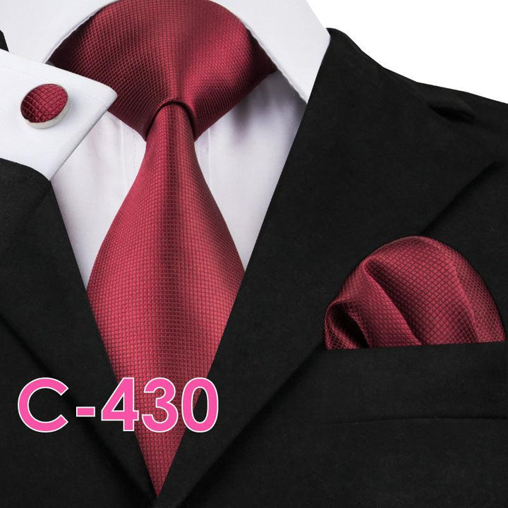 Solid Silk Mens Ties Neck Tie Set For Men Suits Tie Handker - Super Amazing Store