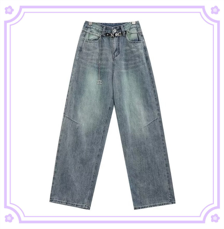 American-style Distressed Heavy Industry Straight Casual Jeans - Super Amazing Store