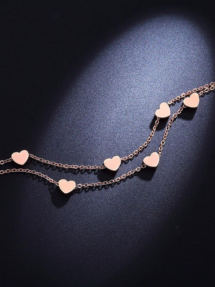 Titanium Steel Love Student Cute Girl Double Heart-shaped Bracelet Women - Super Amazing Store