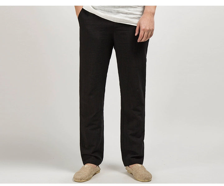 Chinese Style Men's Linen Men's Casual Pants Q2