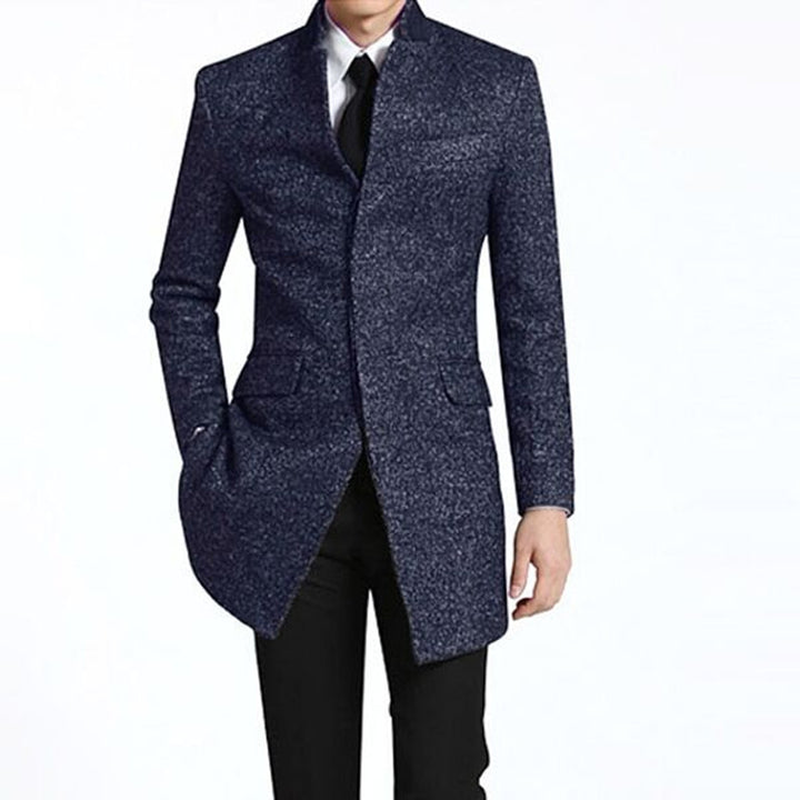 Business Casual Men's Woolen Single Breasted Coat Q2