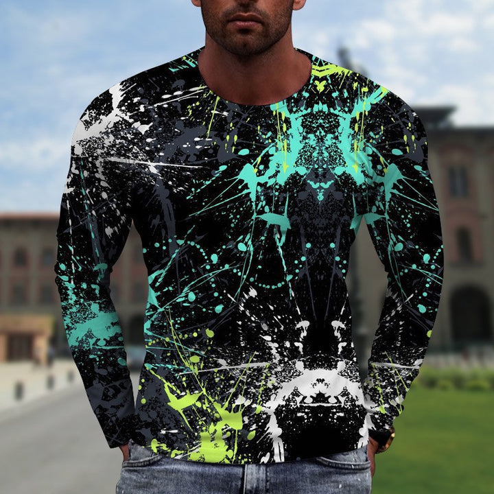 3D Digital Printing Colorful Men's Long Sleeve Round Neck T-shirt Super Amazing Store