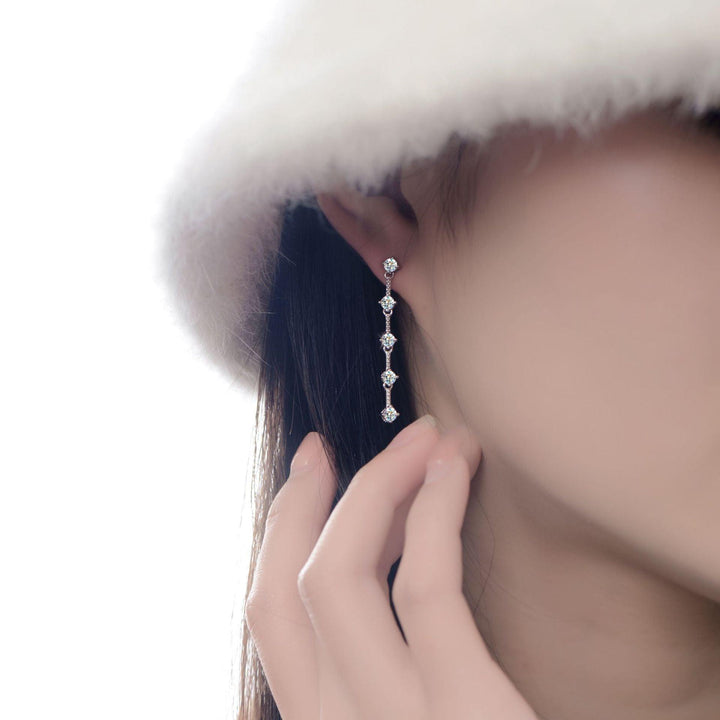 Fashionable Long Tassel Moissanite Diamond Earrings - Super Amazing Store